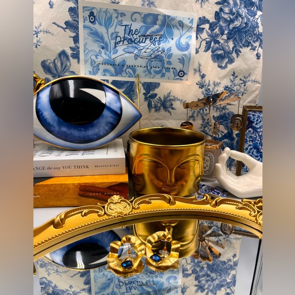 🆕 OSCAR DE LA RENTA 🧿 NWOT Gold Sculptural Stone "O" Shaped Hoops - Picture 3 of 14